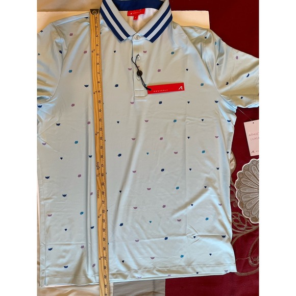 NEW Redvanly Langham Polo Men Large Golf Breeze Blue Performance Stretch AOP - Picture 8 of 8
